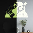 Glow-in-the-dark monkey with headphones vinyl wall decal.