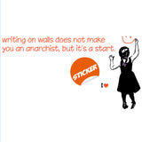 Girl anarchist street art vinyl wall decal.