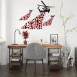 Helicopter with hearts street art vinyl wall decal.