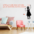 Girl anarchist wall sticker with a daisy design.