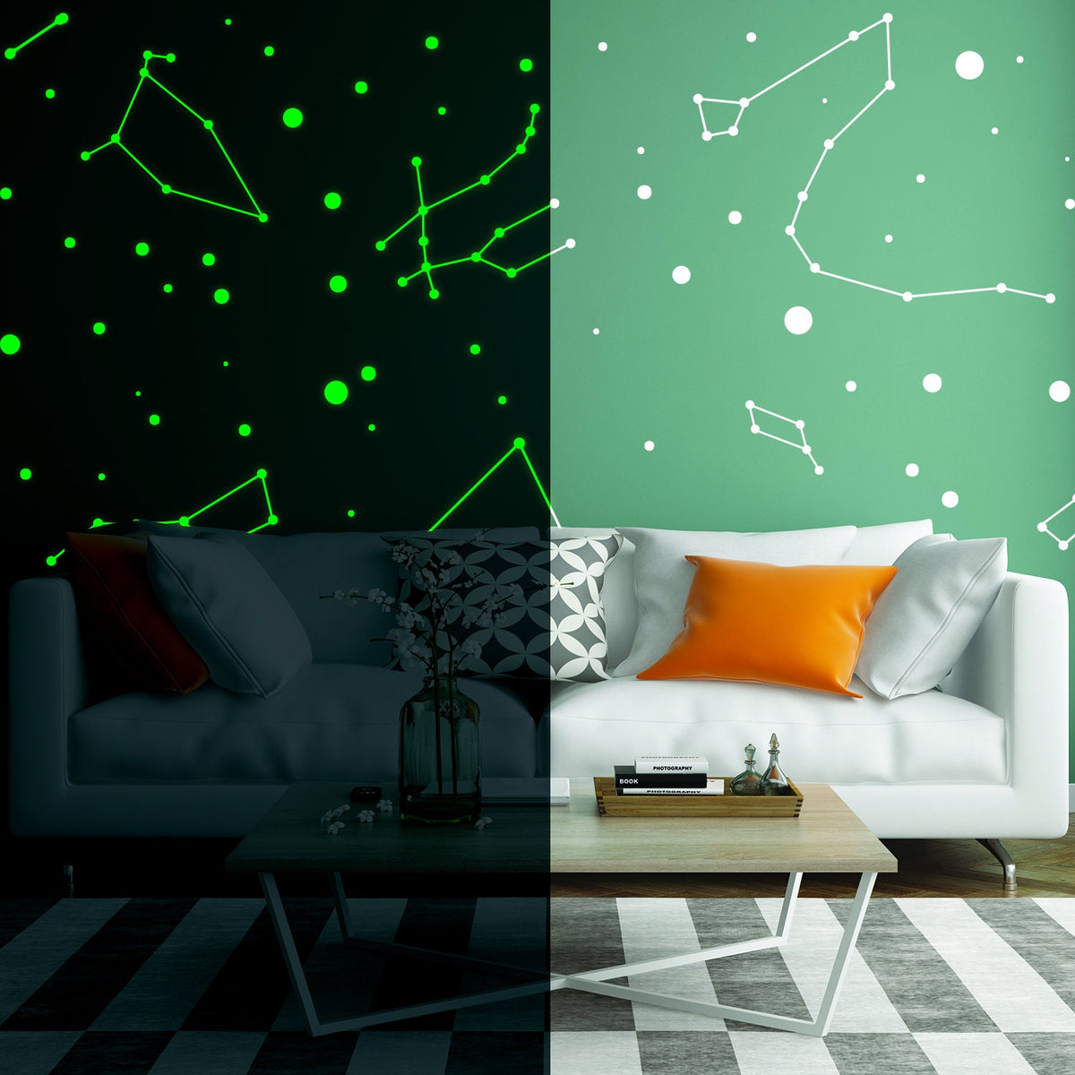 Product gallery view of 225x Glow In Dark Zodiac Star Wall Sticker.