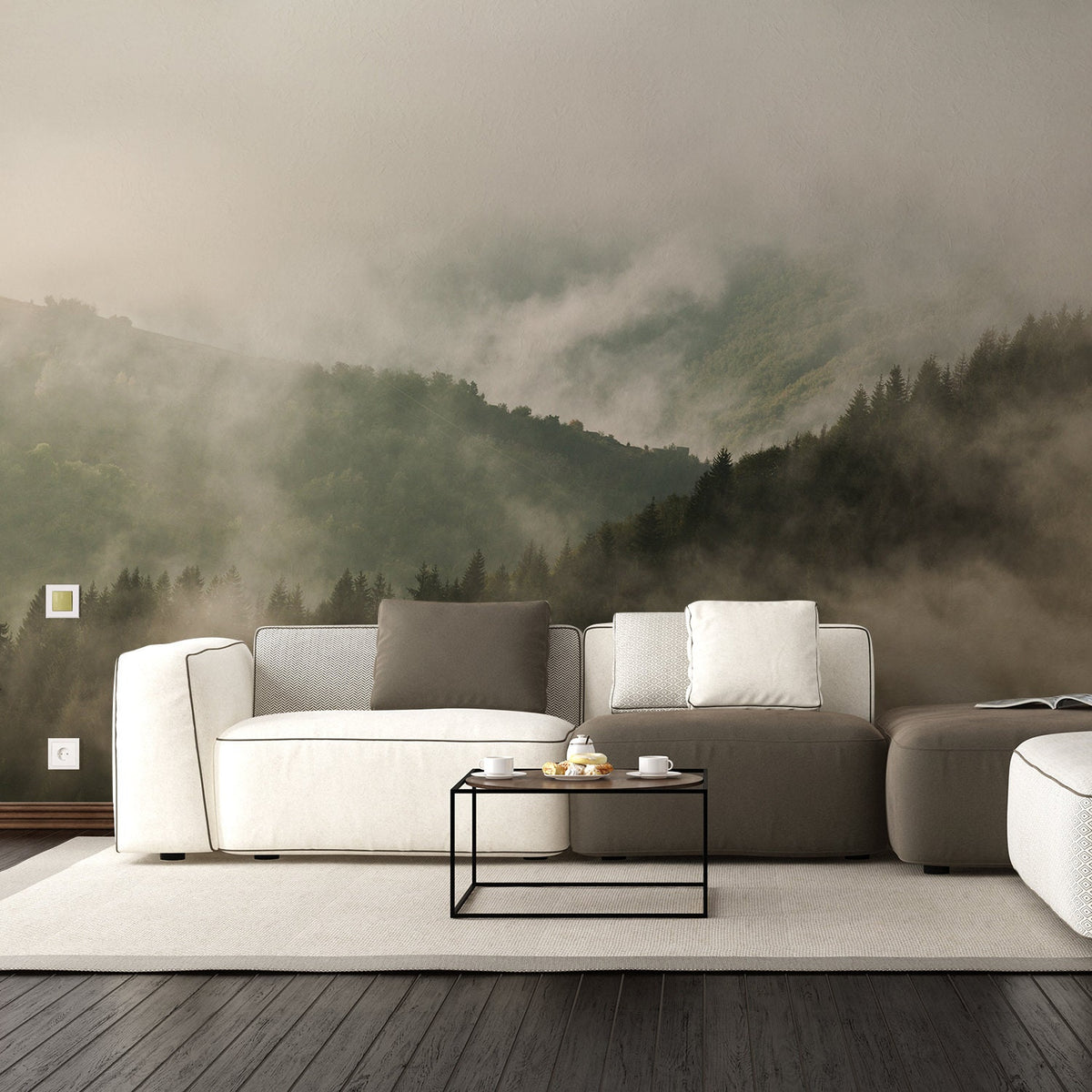 Additional product view of Foggy Forest Wallpaper Sticker Mural.