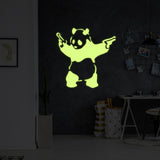 Product gallery view of Glow In Dark Artist Panda With Shooting Guns Wall Sticker.