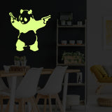 Alternate product presentation of Glow In Dark Artist Panda With Shooting Guns Wall Sticker.