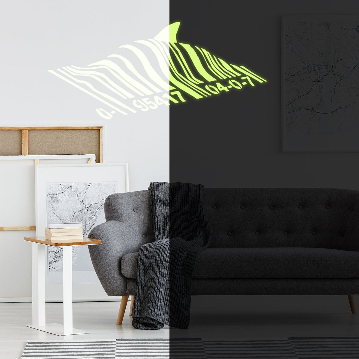 Alternate product presentation of Glow In Dark Artist Barcode Shark Wall Sticker.
