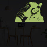 Alternate product presentation of Artist Glowing Vinyl Wall Decal Monkey With Headphones.