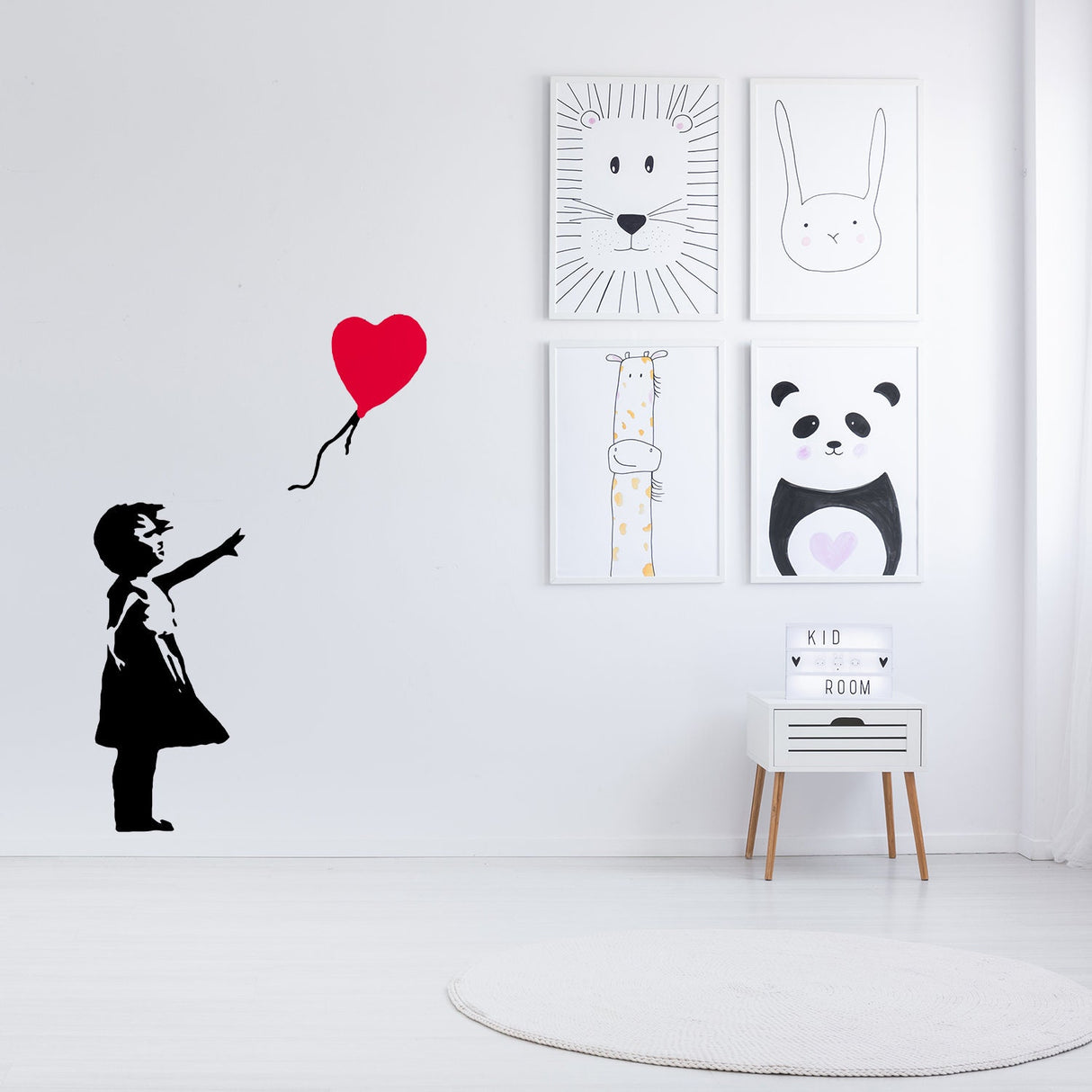 Additional product view of Artist Girl With Heart Balloon Wall Sticker.