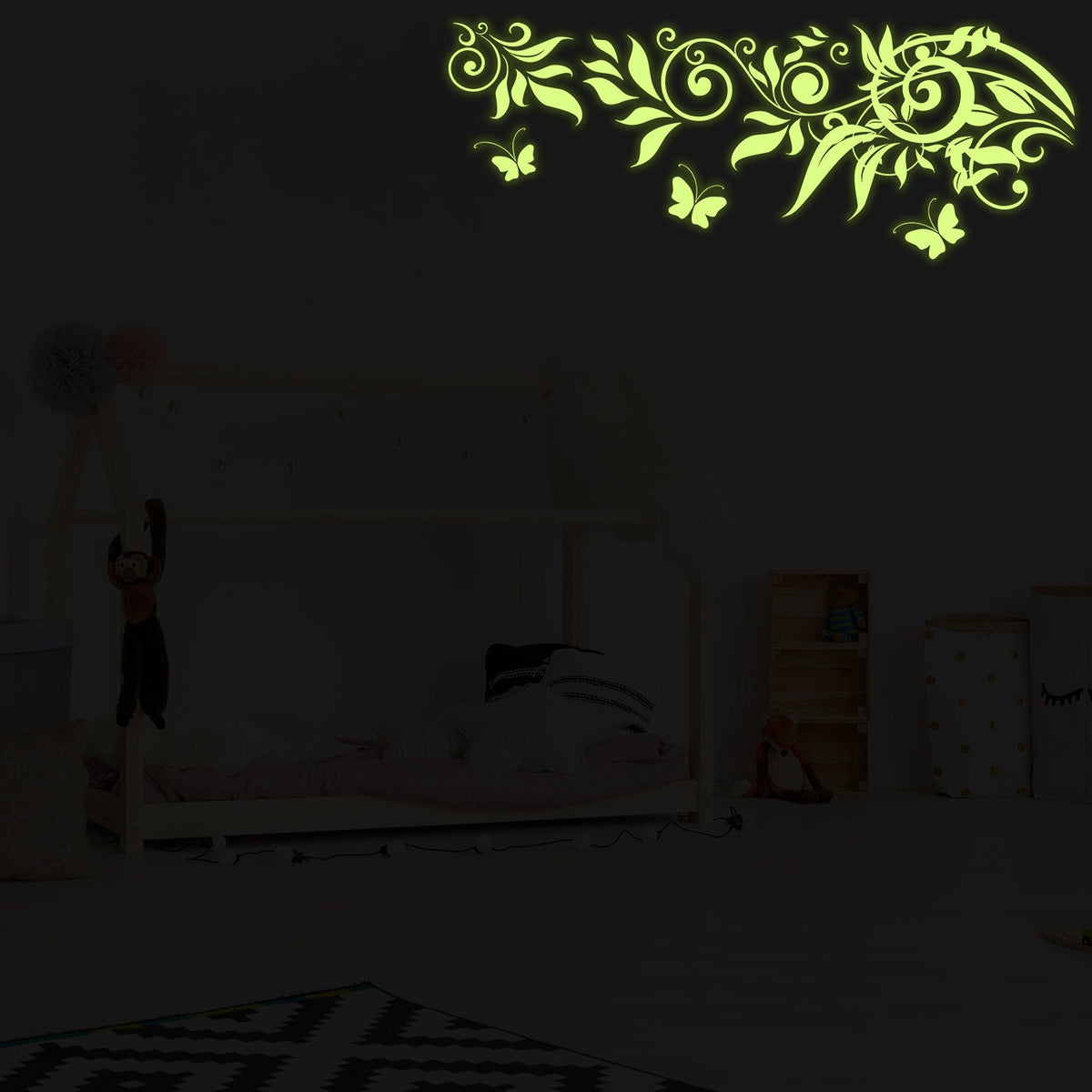 Glow At Night Decal Branch Wall Sticker - Glowing Vinyl In Dark Flower The Branches.