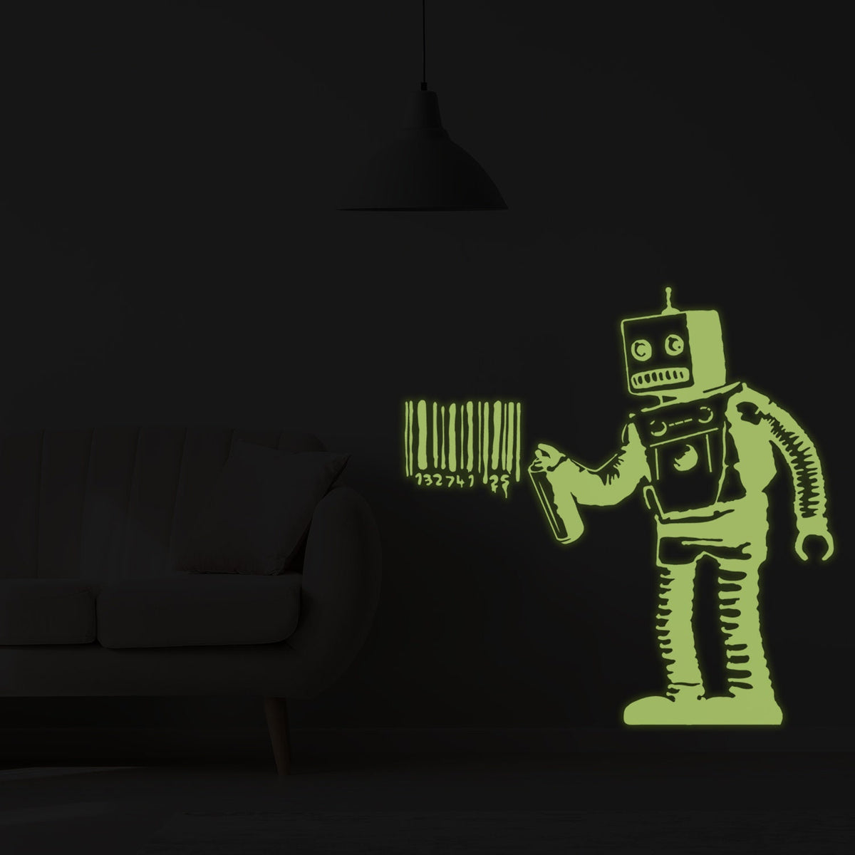 Product presentation view of Glow In The Dark Wall Vinyl Sticker Art.