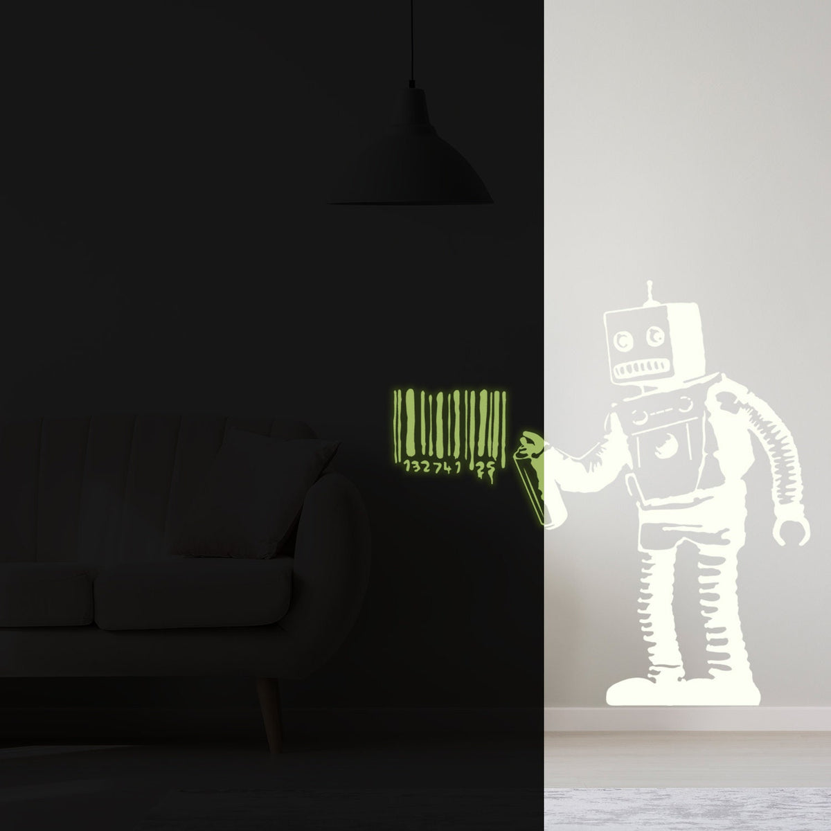 Alternate product presentation of Glow In The Dark Wall Vinyl Sticker Art.