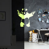 Glow-in-the-dark panda street art wall decal with a graffiti-style design.