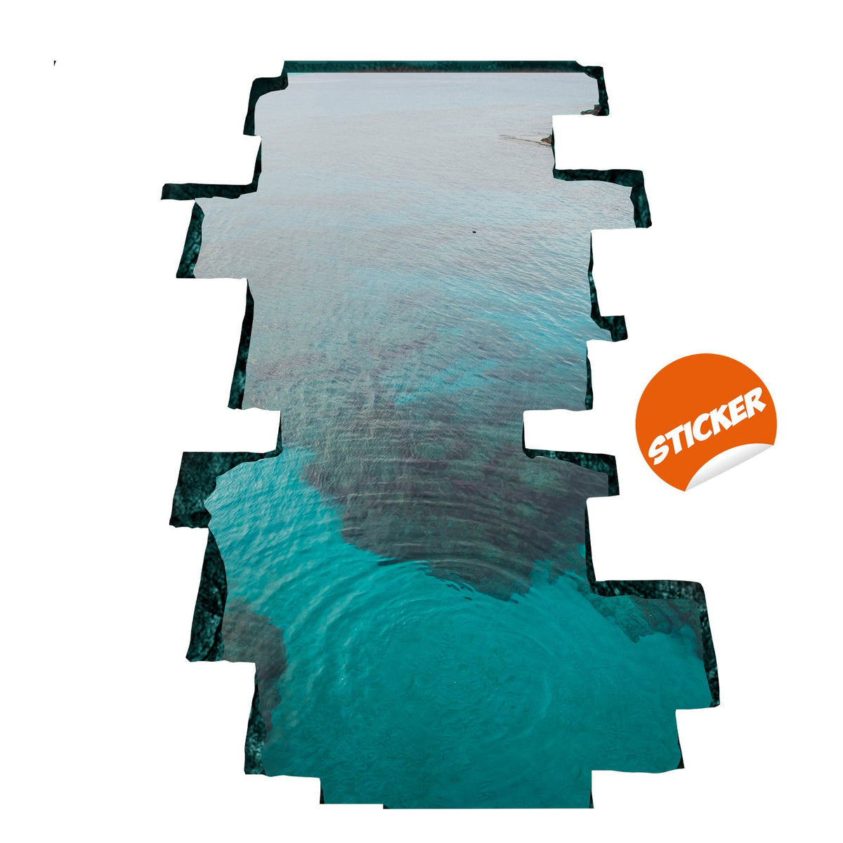 3d Floor Ocean Vinyl Sticker - Porthole Effect Decor Art Decal.