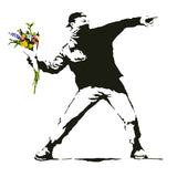 Flower throw street art wall vinyl sticker shown in an alternate view.