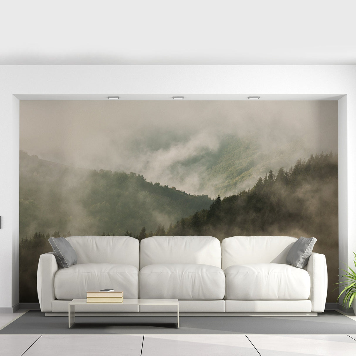 Product presentation view of Foggy Forest Wallpaper Sticker Mural.