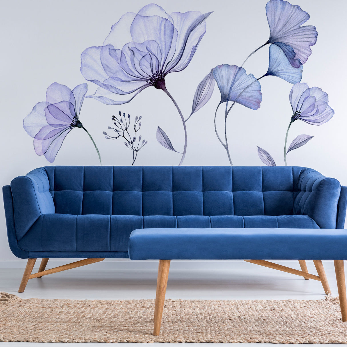 Alternate product presentation of Floral Wall Vinyl Sticker Mural.