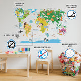 Alternate product view of Kids World Map Wall Decal.
