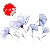 Floral Wall Vinyl Sticker Mural - 3d Blue Flowers Stick Peel Living Room Decor Decal.