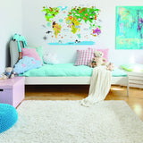 Alternate product presentation of Kids World Map Wall Decal.