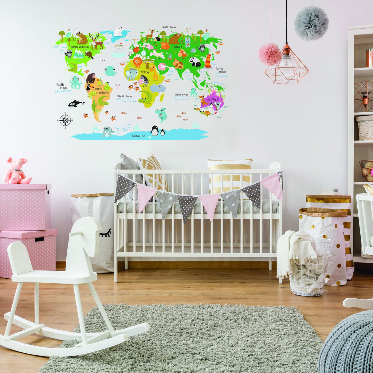Additional product view of Kids World Map Wall Decal.