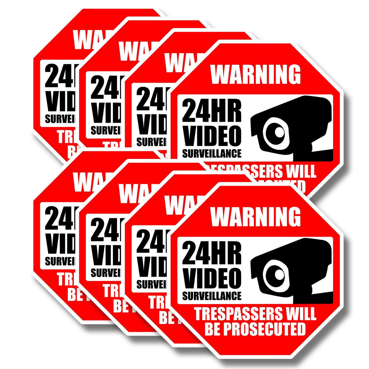 Product view of 10x Video Camera Surveillance Warning Sign Pack.