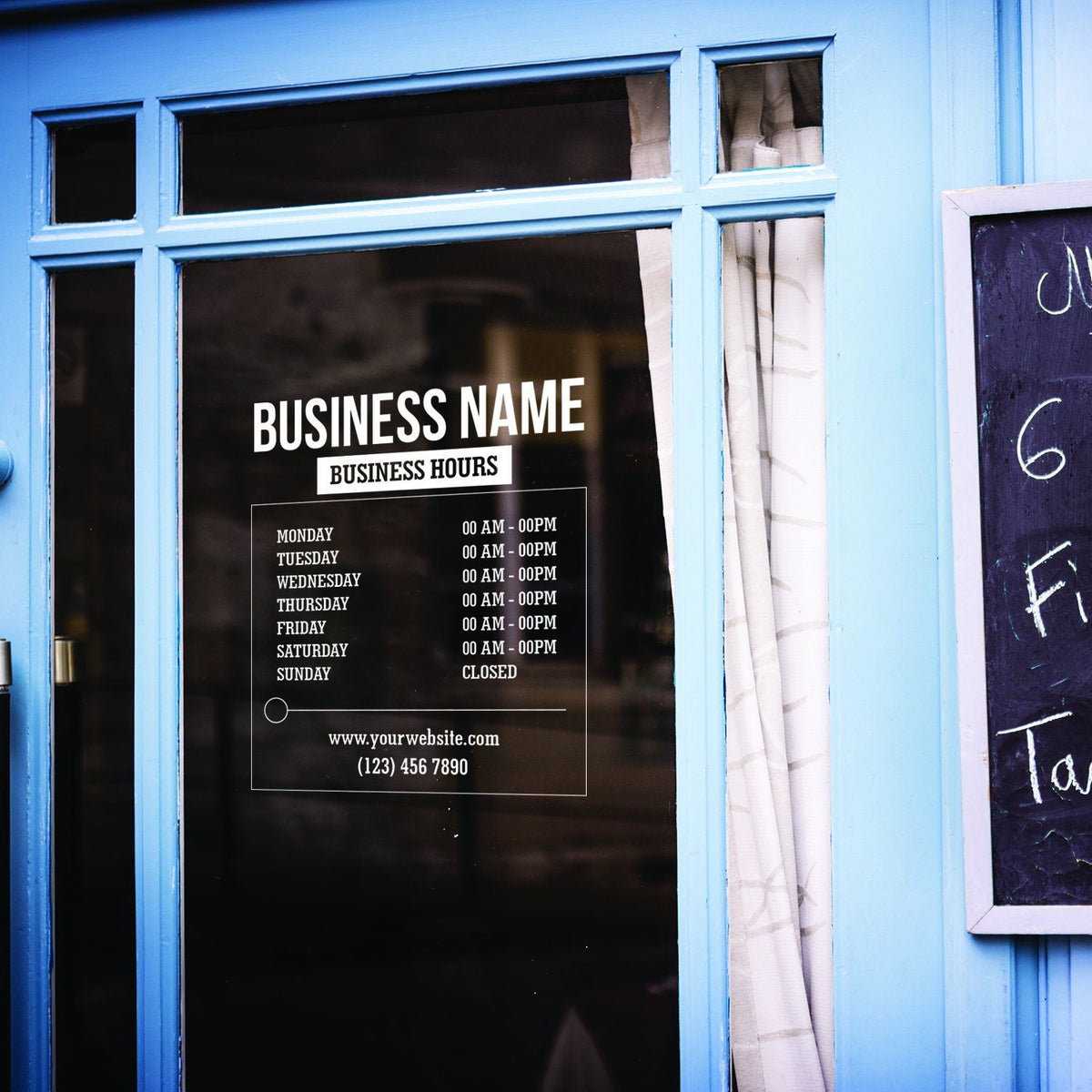 Alternate product view of Custom Open Hours Store Vinyl Sign Sticker.