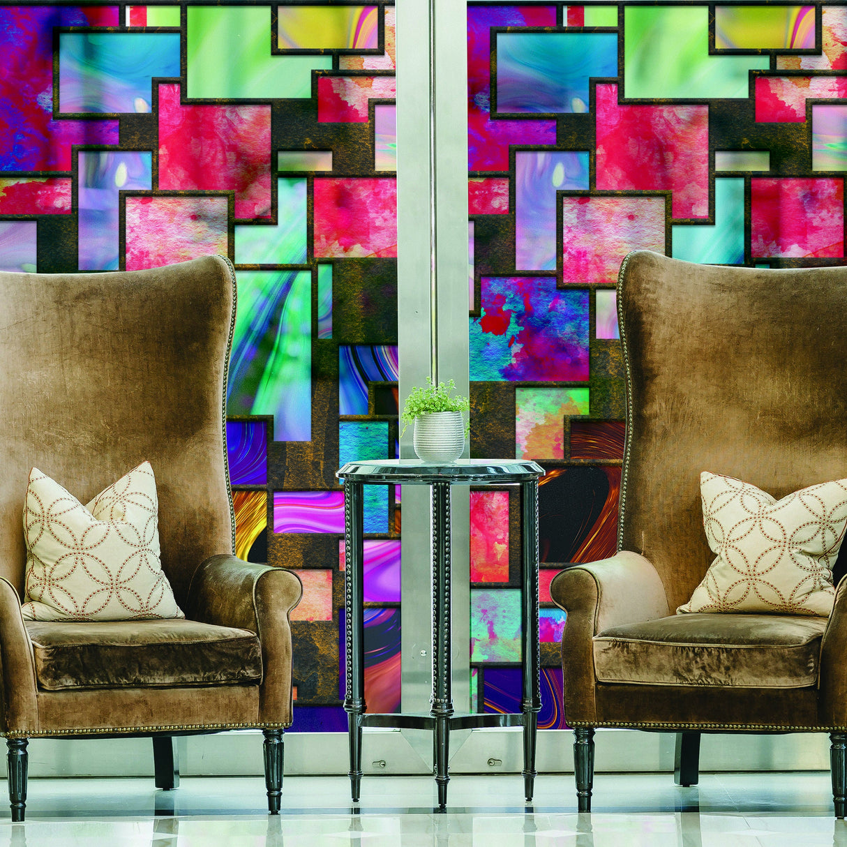 Additional product view of Bricks Window Privacy Glass Film.
