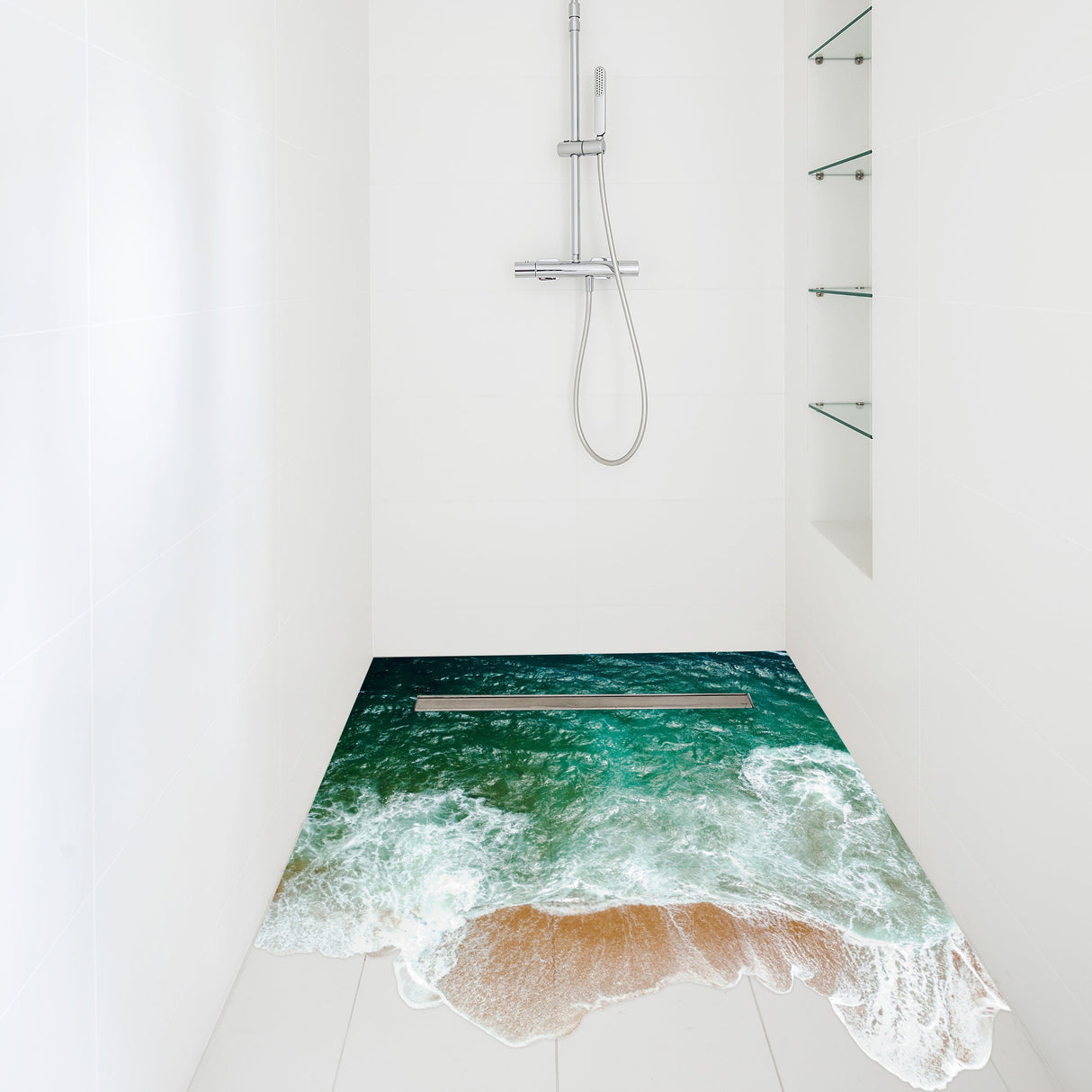 Alternate product presentation of 3d Sea Floor Bathroom Stickers Decor.