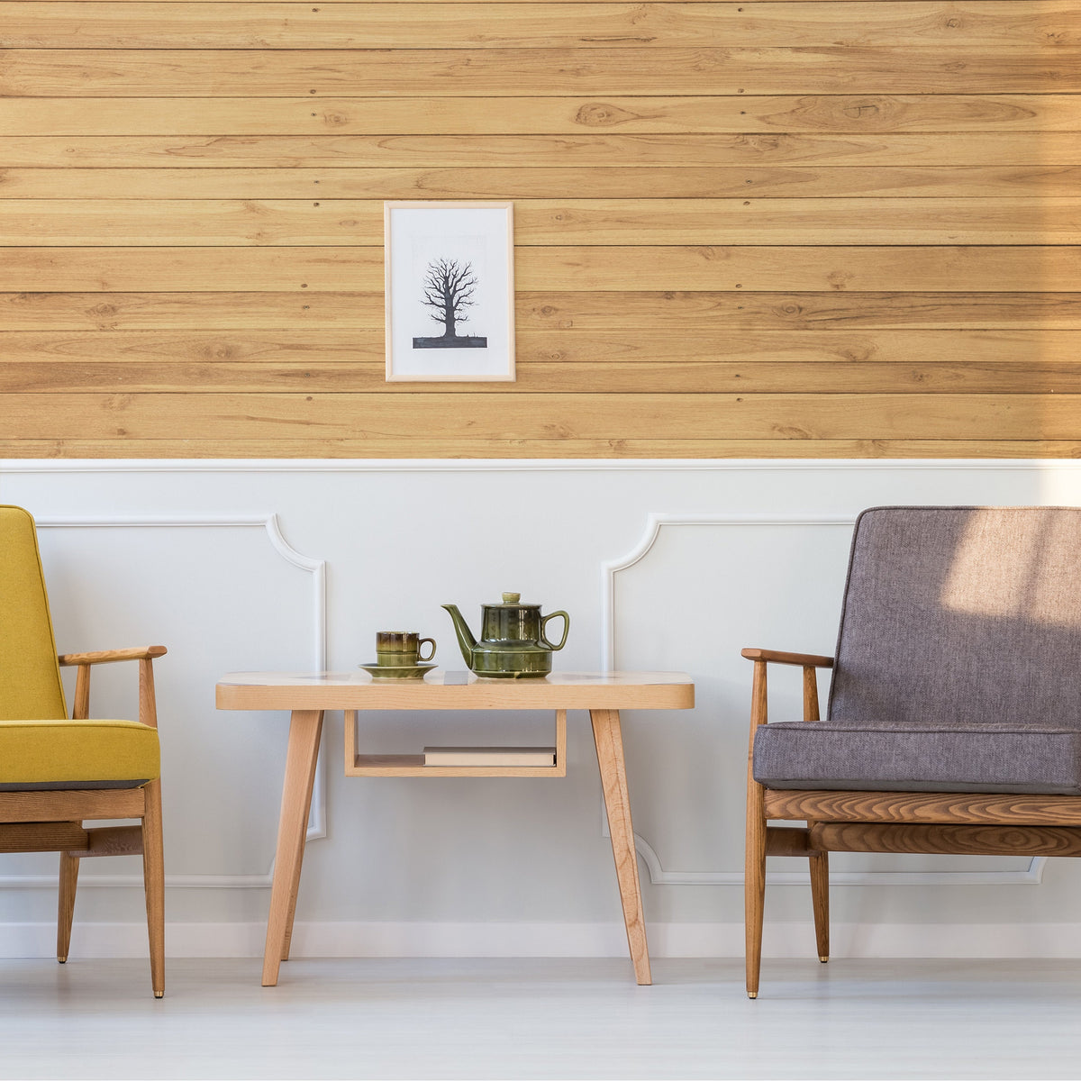 Shiplap Peel And Stick Wallpaper Sticker - Self Adhesive Contact Fake Wood Plank Wall Paper Decal