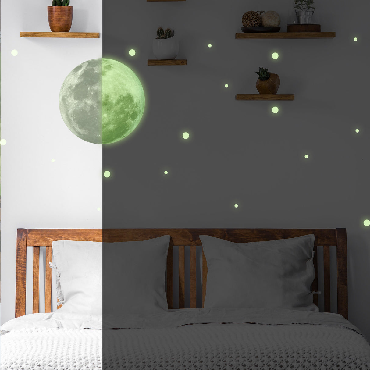 Alternate gallery view of Glow In The Dark Full Moon And Star Wall Sticker.