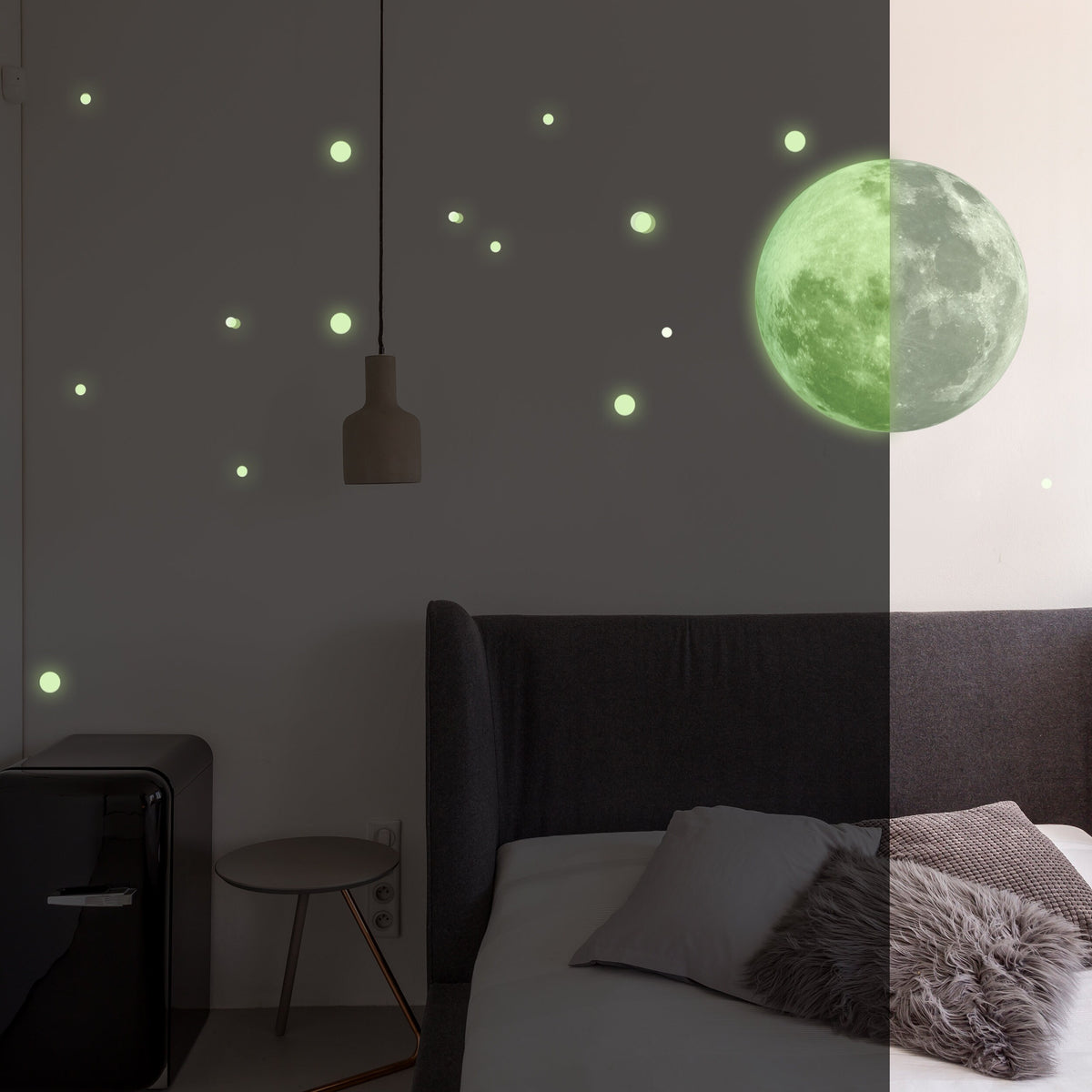 Alternate product presentation of Glow In The Dark Full Moon And Star Wall Sticker.