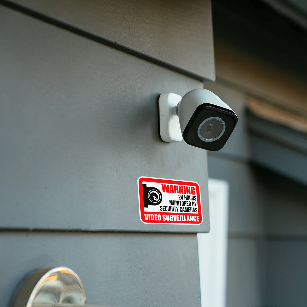 Product presentation view of 10x Video Camera Surveillance Warning Sign Pack.