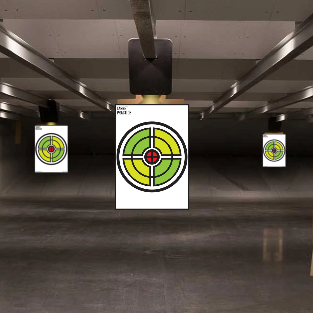 Concentric ring practice target poster with clearly printed scoring areas.