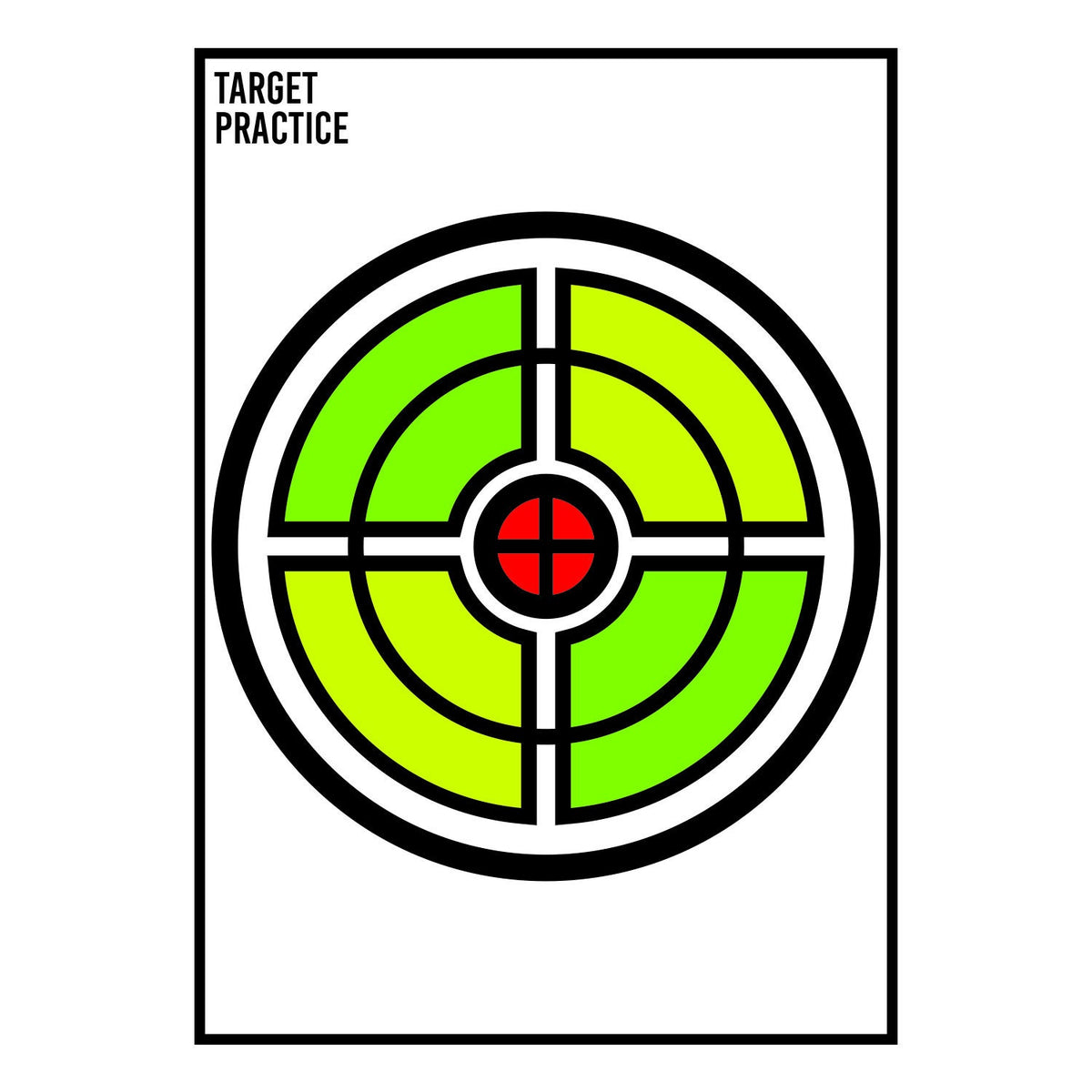 Concentric ring practice target poster shown as a complete printed sheet.