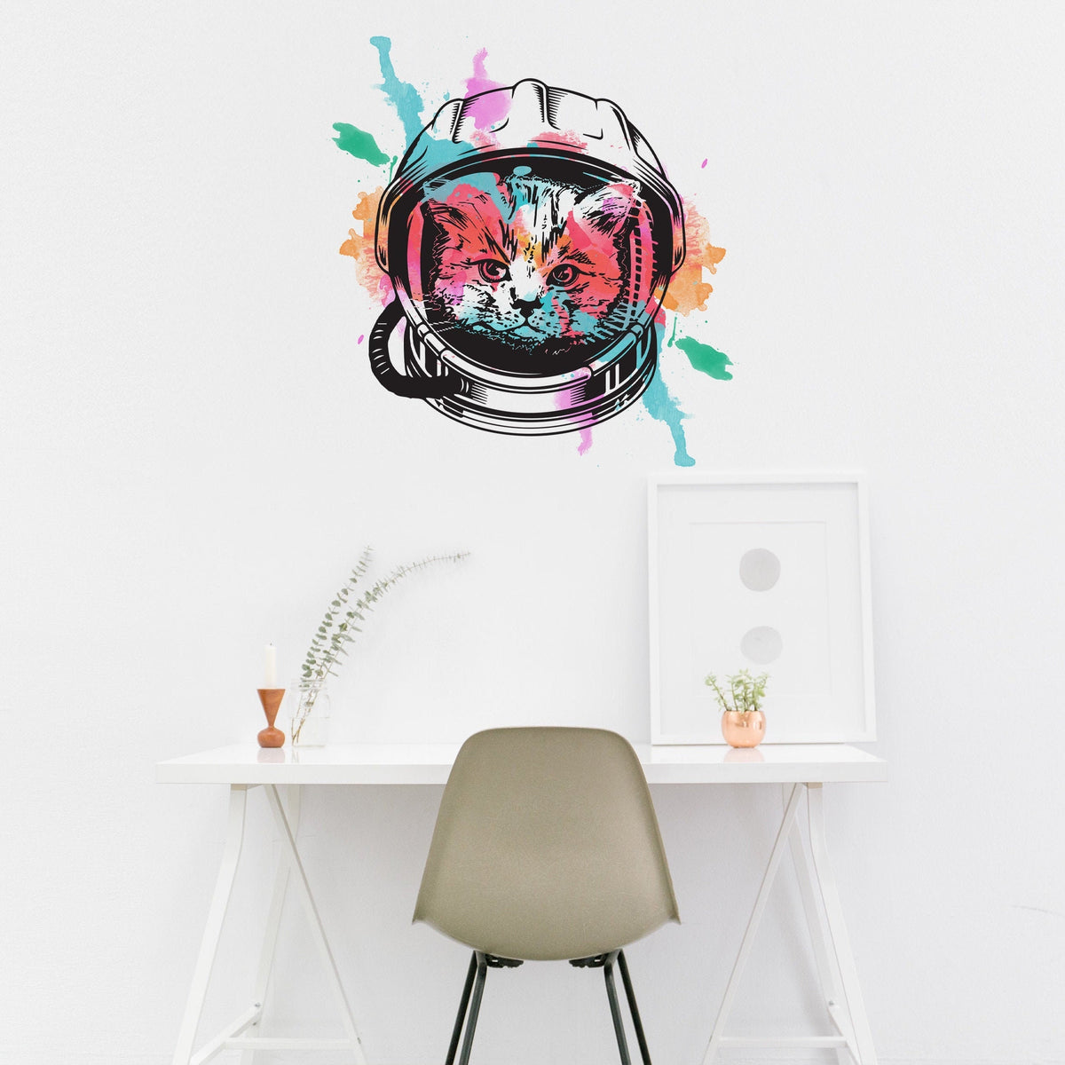 Alternate product presentation of Space Cat Wall Art Decor Transfer Sticker.