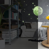 Product presentation view of Glow In The Dark Full Moon And Star Wall Sticker.
