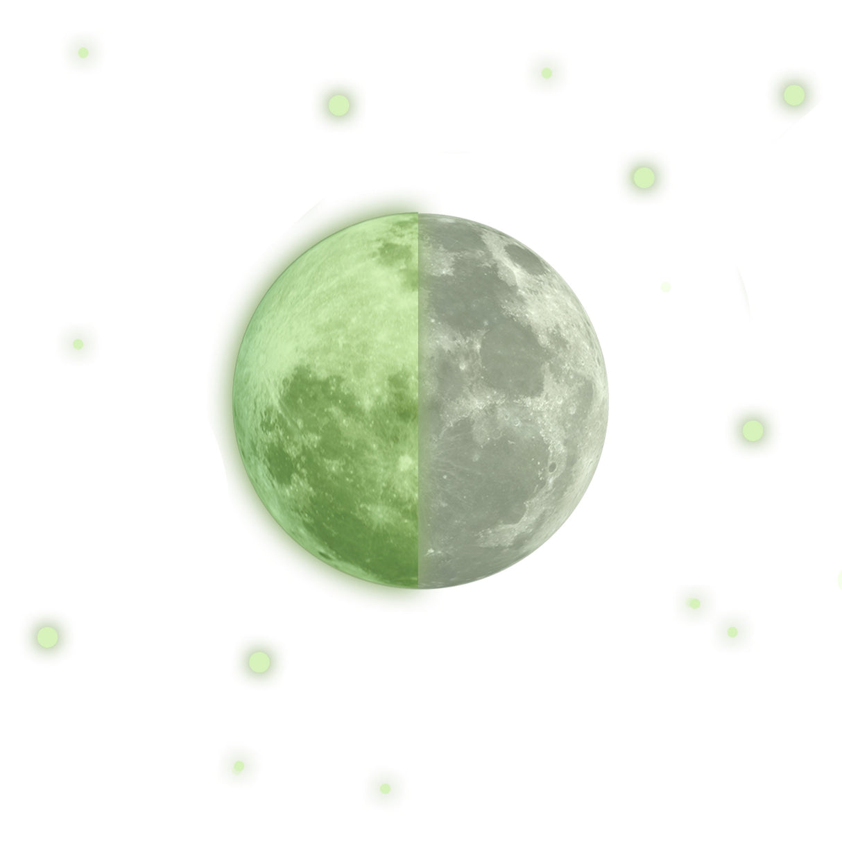 Glow In The Dark Full Moon And Star Wall Sticker - Bedroom Ceiling Decoration Large Glowing Decal.