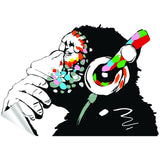 Alternate product view of Artist Monkey With Headphones Wall Sticker.