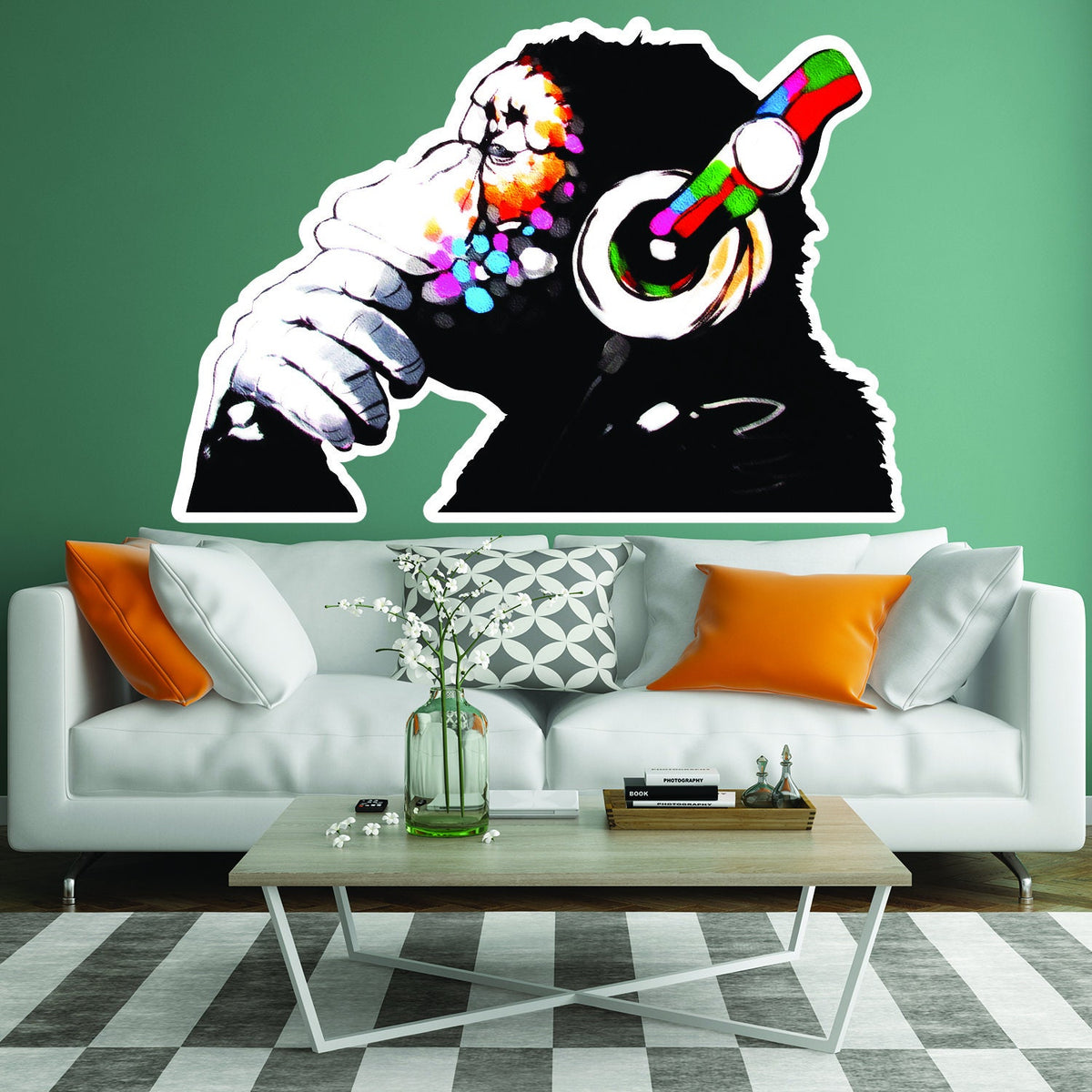Additional product detail of Artist Monkey With Headphones Wall Sticker.