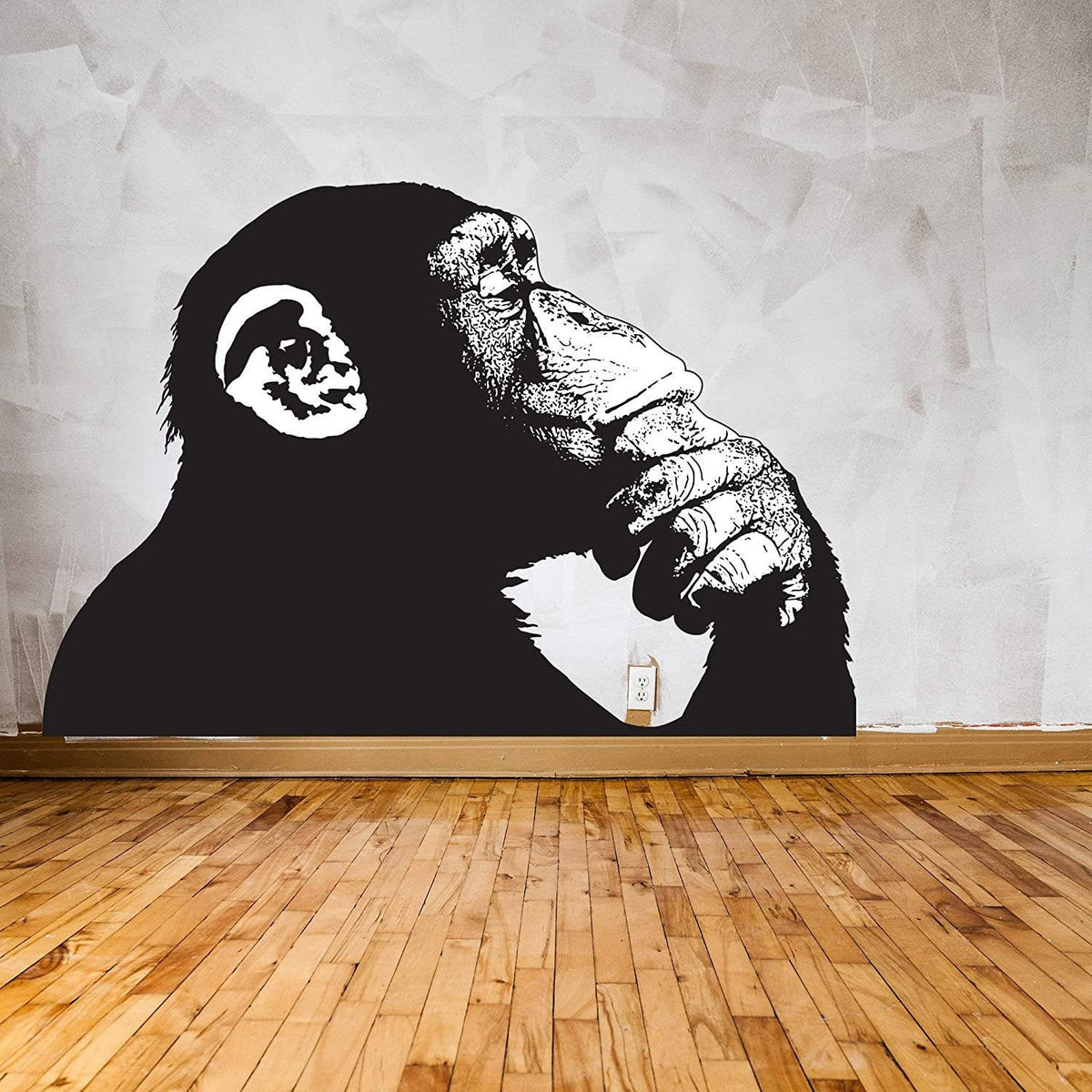 Thinking monkey with headphones wall sticker.