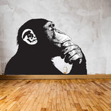 Thinking monkey with headphones wall sticker.