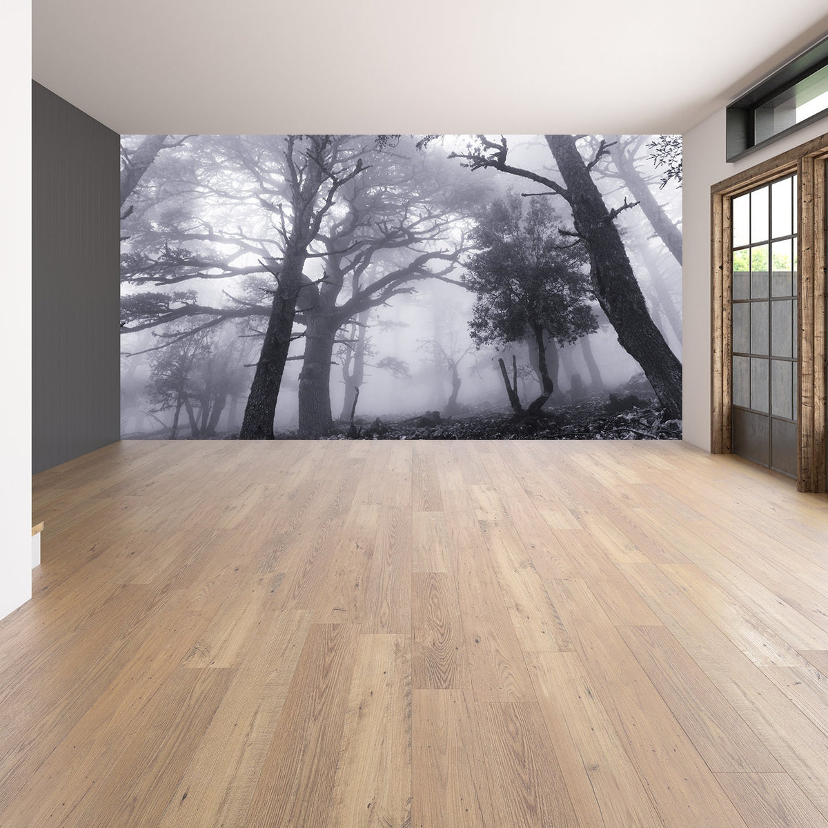 Alternate product view of Foggy Forest Wallpaper Decal.