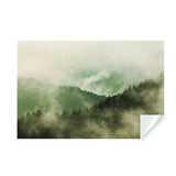 Foggy Forest Wallpaper Decal - Landscape Tree Wall Paper Mural Self Peel And Stick Sticker.
