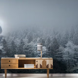 Product presentation view of Foggy Forest Wallpaper Decal.