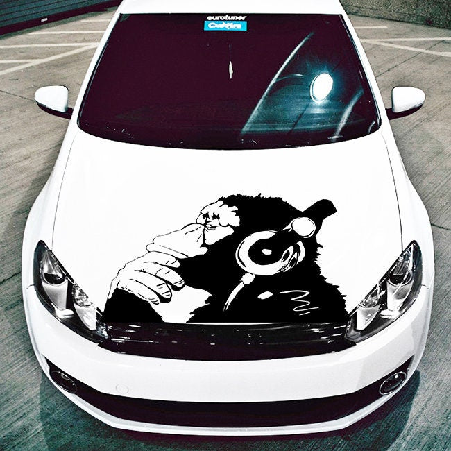 Product presentation view of Artist Monkey With Headphones Wall Sticker.
