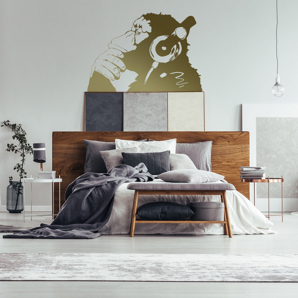 Alternate gallery view of Artist Monkey With Headphones Wall Sticker.