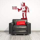 Product presentation view of Artist Barcode Robot Wall Vinyl Sticker.