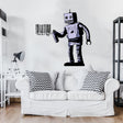 Barcode robot wall vinyl sticker with street art design.