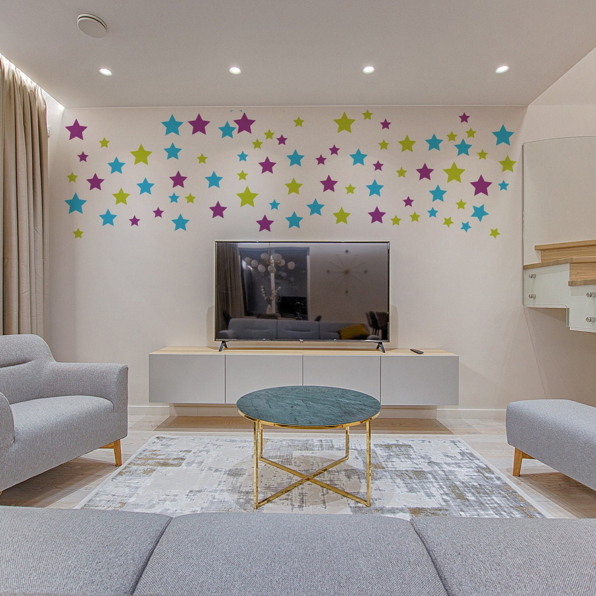 Product presentation view of 60x Stars Decor Wall Decals For Nursery.