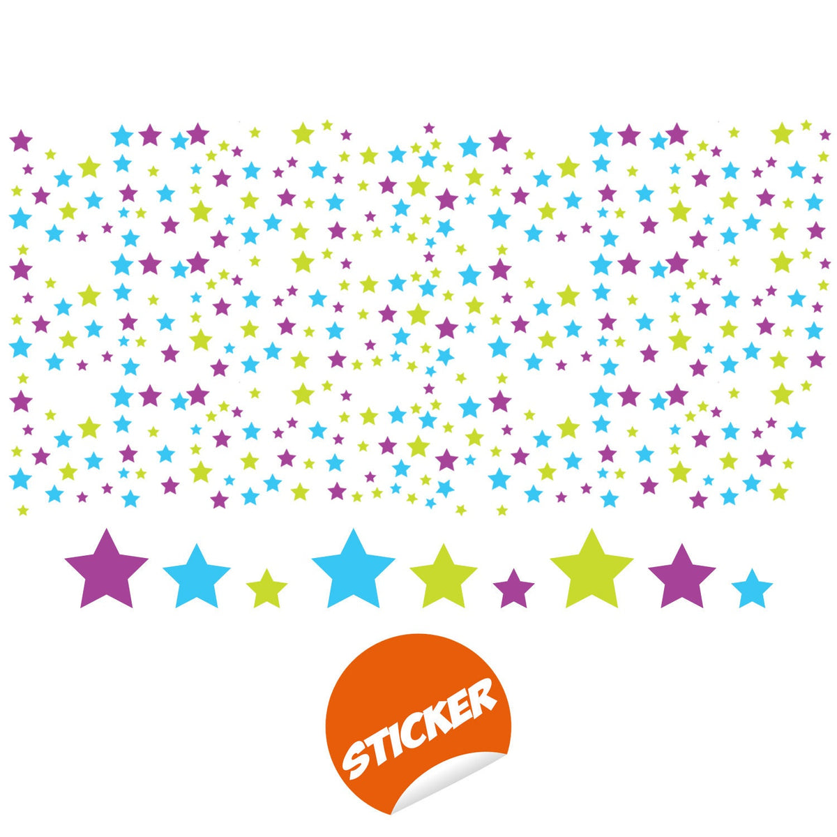 60x Stars Decor Wall Decals For Nursery - Removable Star Vinyl Room Stickers.