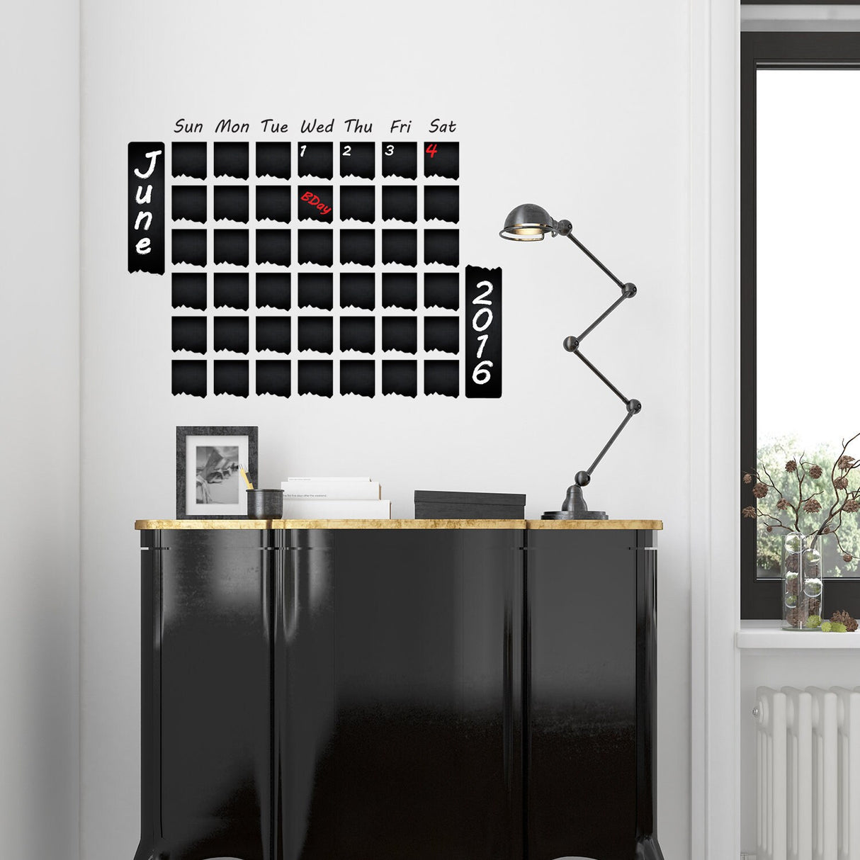 Weekly Planner Chalkboard Decal Wall Sticker displayed in a room setting.